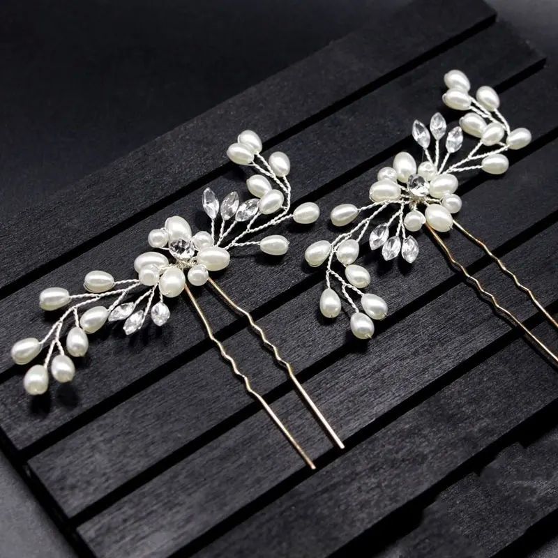 Crystal Pearl hairpin Hair Vine Tiaras Head piece Hair Comb - 图3