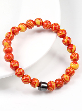 跨境亚马逊套装手链wish虎眼石火山石地图石男士手串黑胆石手绳子