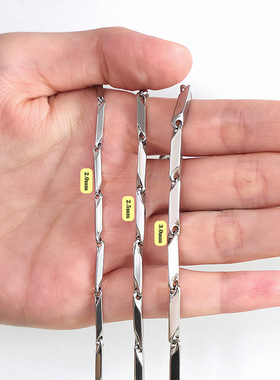 钛钢菱形项链男链子链条diy素链304不锈钢锁骨配饰跨境批发不掉色