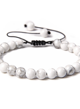 2021跨境新款6mm天然石珠子手链女 手工编织运动能量手串欧美热卖