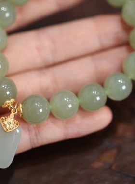 母亲节礼物 无事牌手链2024新款仿和田玉转运平安手串送生日礼物