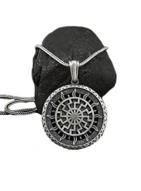 斯拉夫太阳神吊饰复古不锈钢项链男士嘻哈吊坠欧美朋克配饰批发