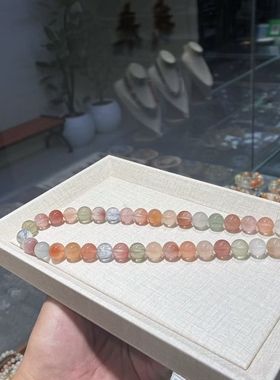 韦雪同款兔毛水晶项链天然兔毛项链11mm大颗粒彩虹糖果色水晶项链