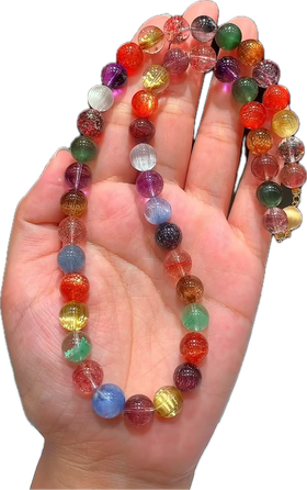 毕业级天然水晶发晶多宝项链收藏级9.5mm多宝水晶项链送闺蜜