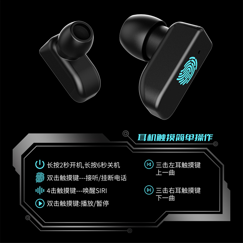 新款多功能超薄翻盖IP68防水通话支付蓝牙耳机运动智能手表二合一 - 图2