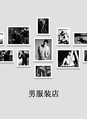男装店服装店面装饰画时尚男包服装模特收银台背景照片墙挂画墙画