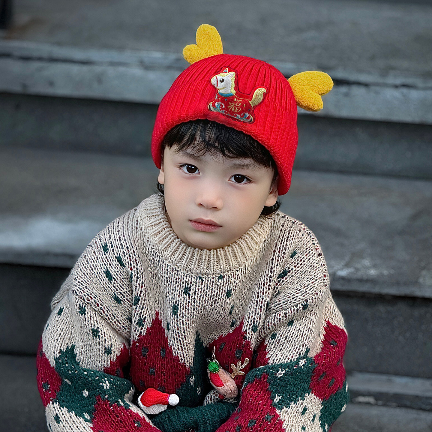 红色儿童帽子小男孩女宝新年过年喜庆的拜年2026马元素本命年头饰,淘宝优惠券,粉丝福利购,淘宝优惠卷