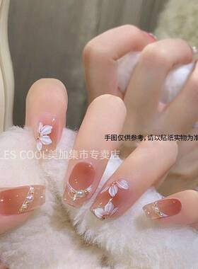 山茶花美甲浮雕立体贴纸五瓣花