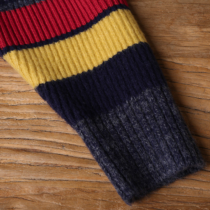 裂帛2018冬季新款条纹提花潮针织衫 裂帛立天毛针织衫