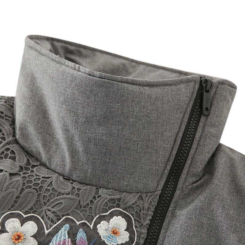 裂帛短款女2020年新款冬刺绣白鸭绒 裂帛立天羽绒服