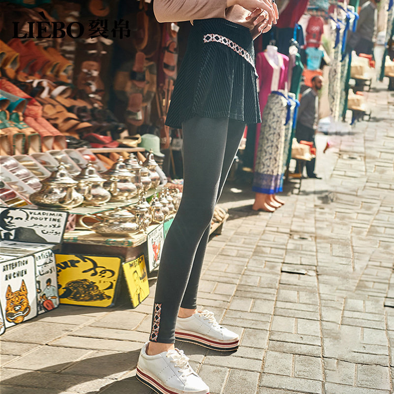 裂帛外穿2020秋季新款刺绣打底裤 裂帛立天休闲裤