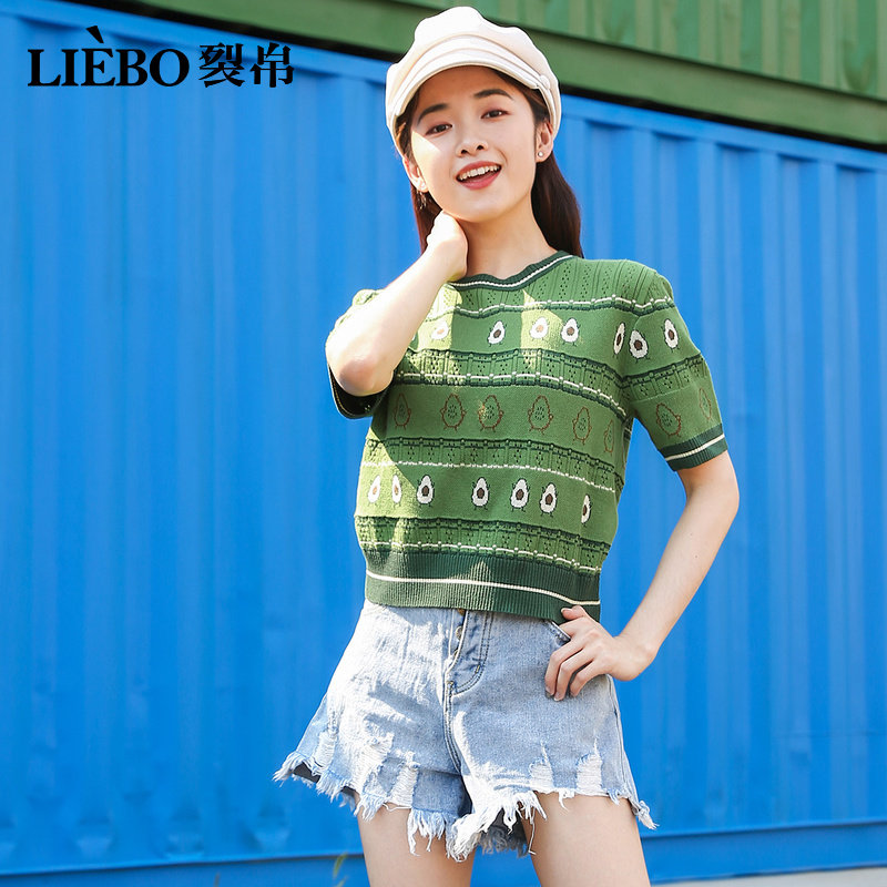 裂帛短袖2020春季新款镂空针织衫 裂帛立天毛针织衫