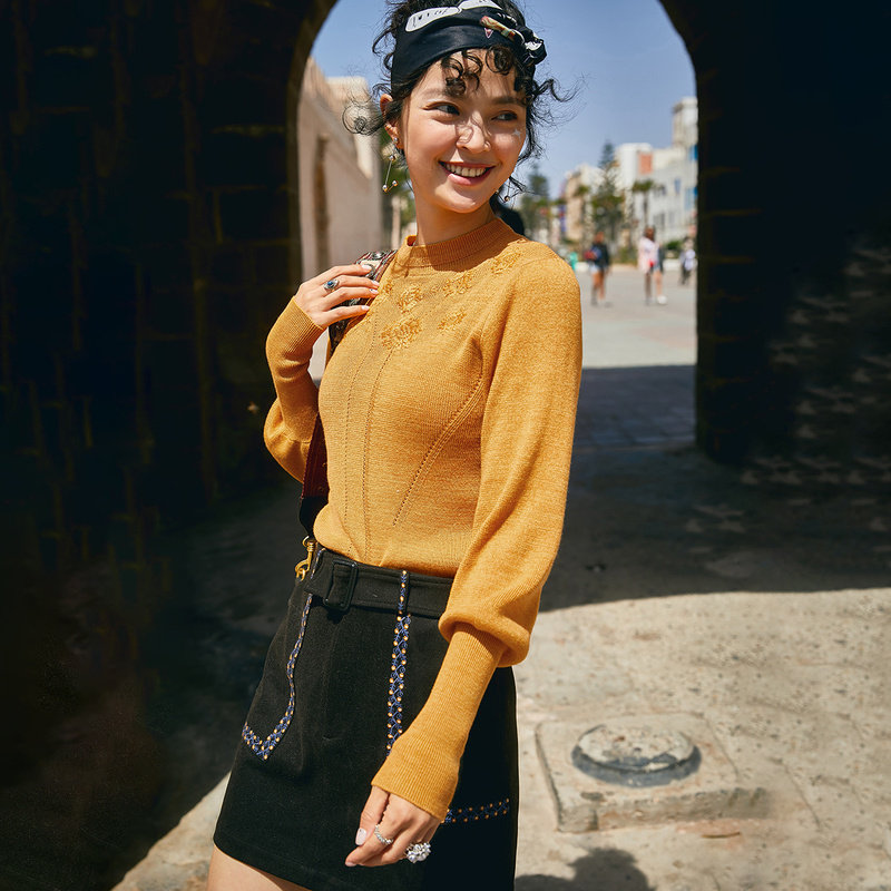 裂帛长袖套头2019冬季新款百搭毛衣 裂帛立天毛衣