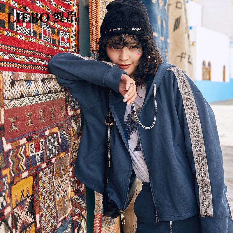 裂帛春装2020年新款连帽开衫潮卫衣 裂帛立天卫衣/绒衫