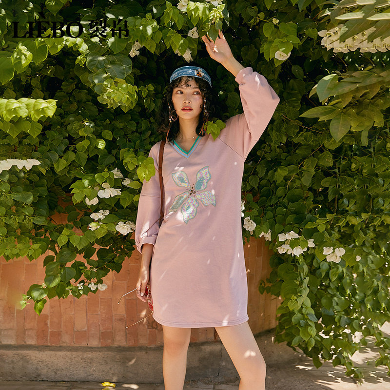 裂帛长袖女2020春装新款刺绣连衣裙 裂帛立天连衣裙