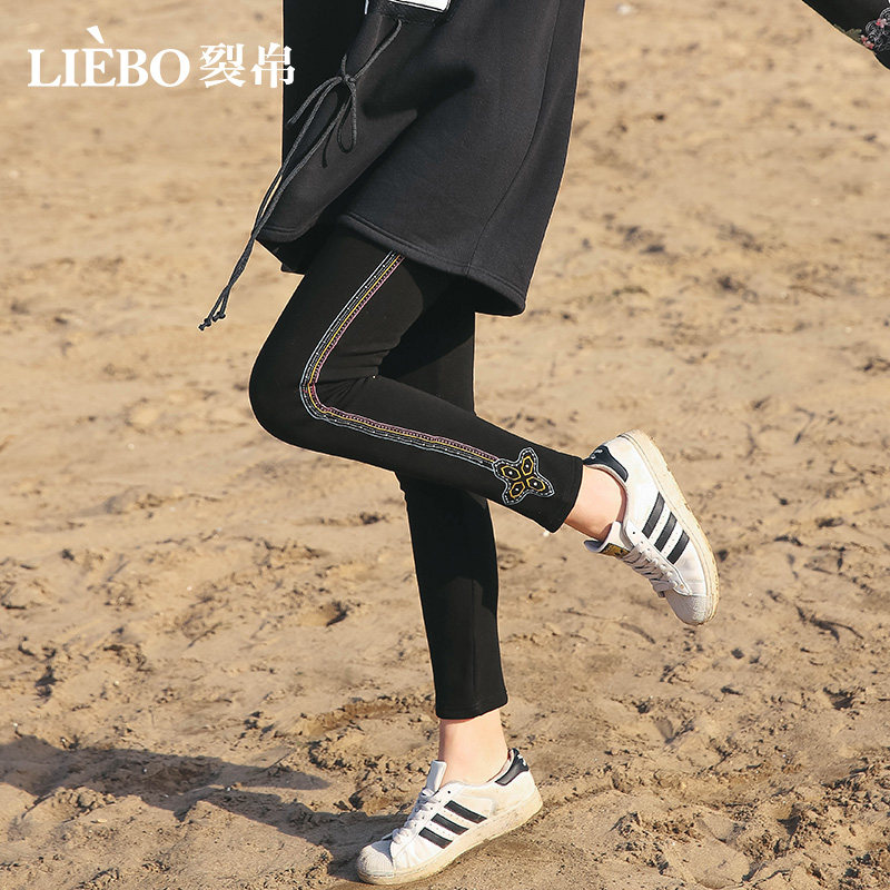 裂帛2020春款新款刺绣修身打底裤子 裂帛立天休闲裤