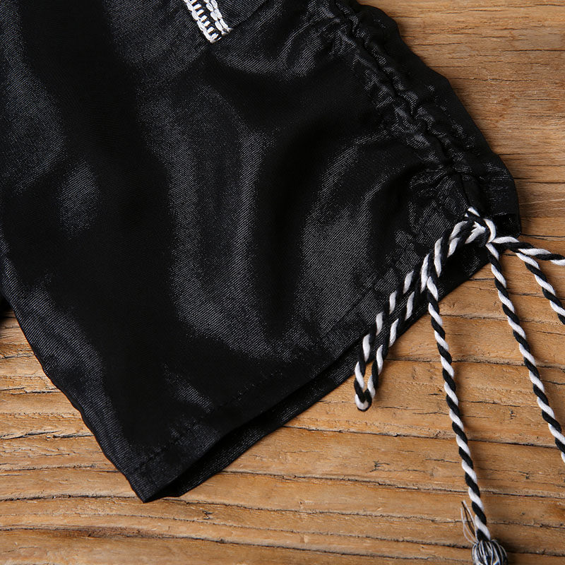 裂帛2019夏装女新款雪纺拼针织黑色 裂帛立天连衣裙