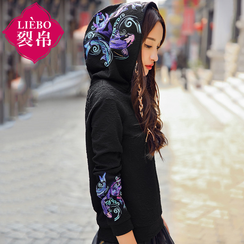 裂帛连帽长袖女2019新款秋装卫衣 裂帛立天卫衣/绒衫