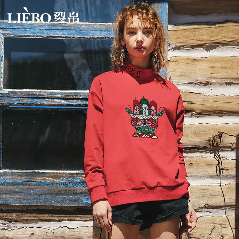 裂帛女士2019新款春装刺绣甜美卫衣 裂帛立天卫衣/绒衫