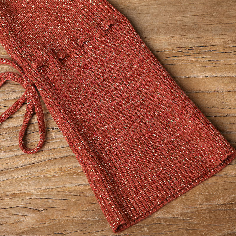 裂帛2020新款秋冬v领刺绣连衣裙 裂帛立天连衣裙