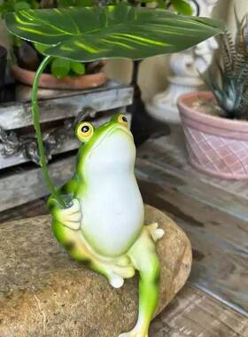 撑伞乘凉青蛙阳台庭院花园鱼缸