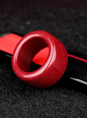 天然朱砂扳指原矿紫金砂戒指本命年红色指环尾戒饰品男女戒送礼物