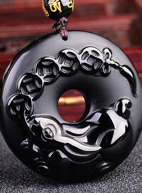 黑曜石生肖狗六合贵人玉兔添福吊坠兔型兔形饰物兔子玉兔饰品