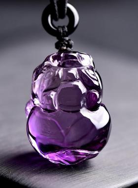 礼物天然紫水晶貔貅吊坠男女款水晶项链貔貅挂坠纳财项坠