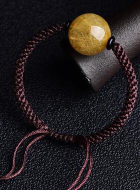 金发晶珠手链手绳天然水晶饰品简约大气送礼男女士情侣朋友礼物