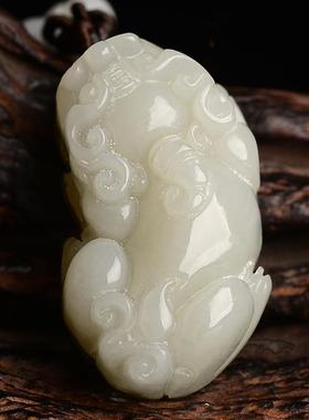 天然和田玉貔貅吊坠男士项链玉石挂坠霸王情侣貔貅玉佩饰品