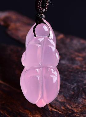 粉水晶吊坠属兔本命年吊坠护岁生肖吉祥物饰品兔形兔子饰物项链