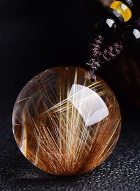 天然发晶钛晶转运珠项链金发晶球吊坠情侣男女饰品礼物个性项链