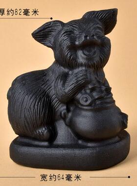 天然水晶黑曜石猪摆件黑色生肖小猪工艺品12生肖黑猪办公室吉祥物