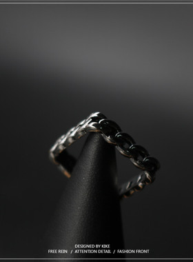 正方形单身风食指小众银色尾戒