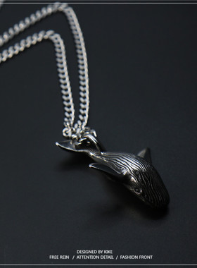 蓝鲸钛钢项链男吊坠女生情侣