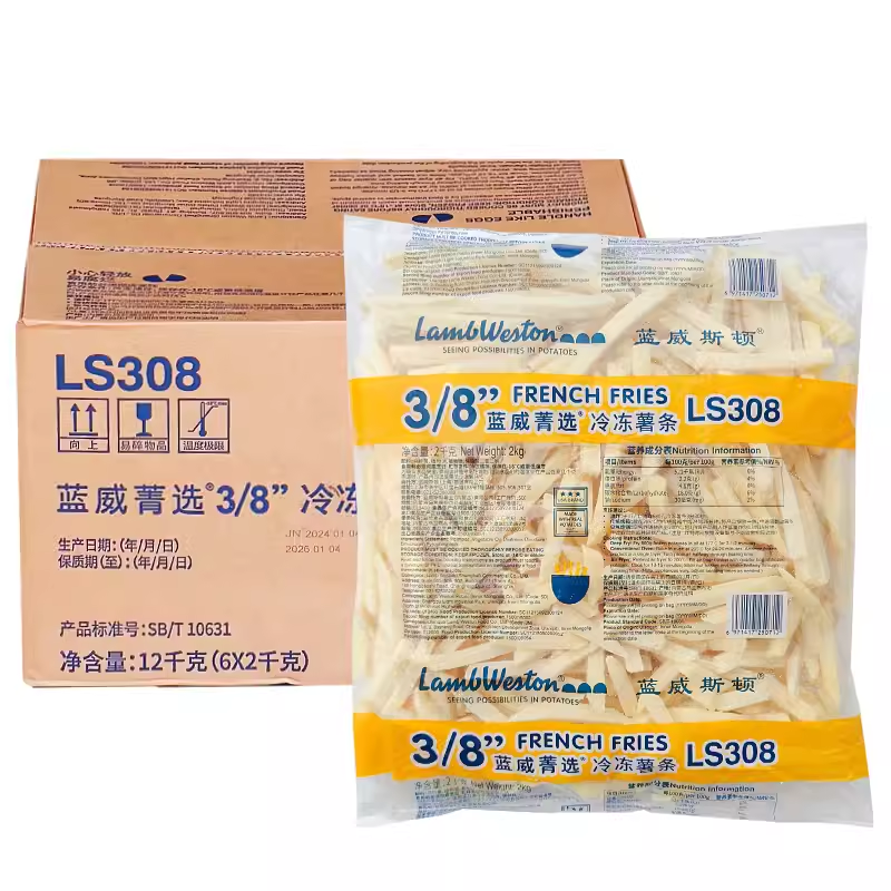 爱味客2kg薯条冷冻半成品粗薯小吃空气炸锅食材鸡排鸡米花商用