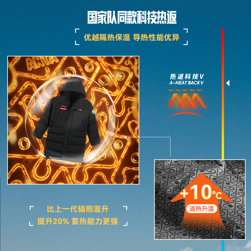 商场同款安踏儿童长款羽绒服2024冬季新款保暖中大童四防连帽外套 - 图1