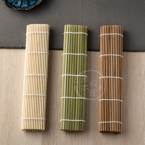 碳化竹席寿司帘 紫菜包饭工具海苔卷帘 青皮竹帘卷席 24*24cm - 图1