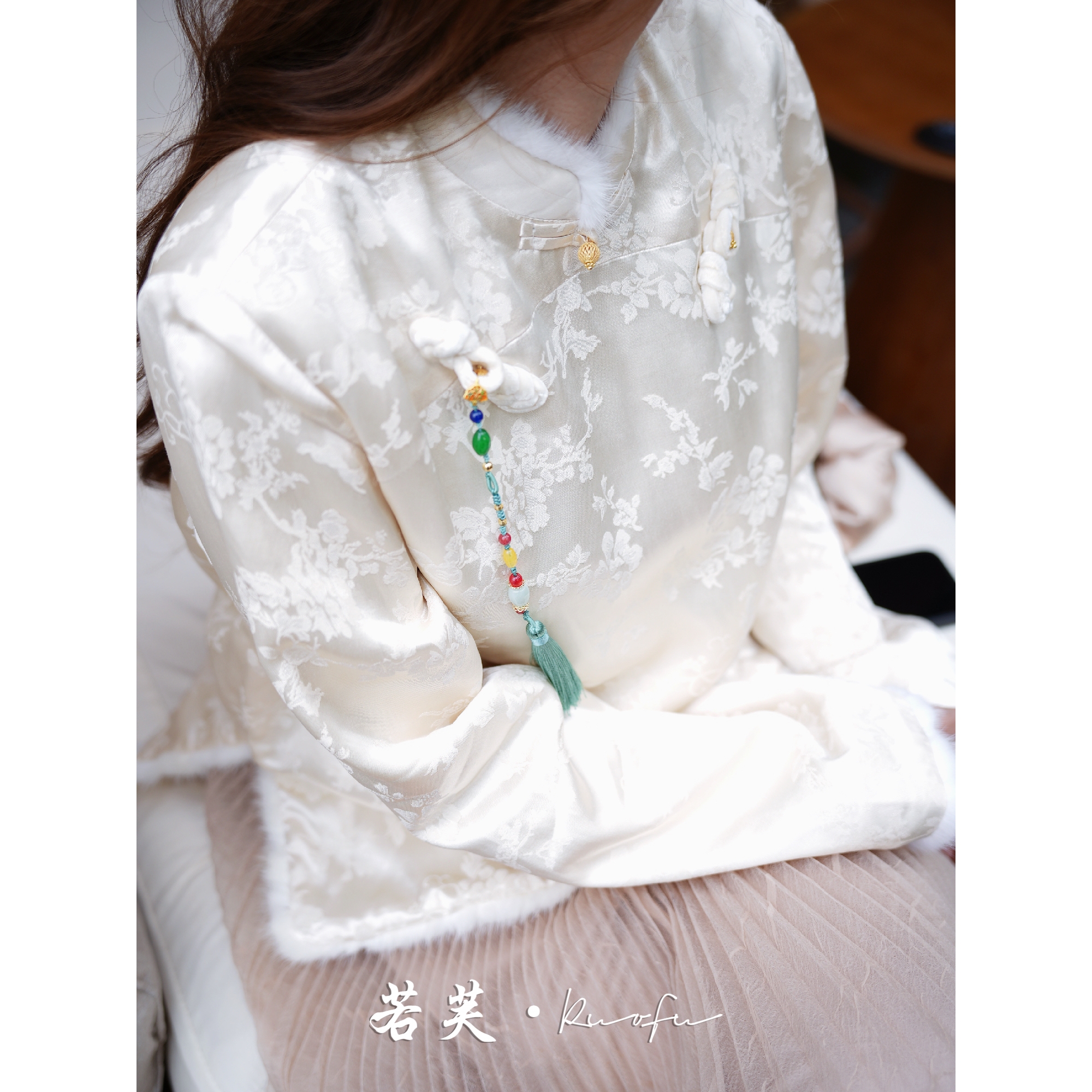 若芙｜现货【春和景明】秋冬新款新中式水貂毛拼接精致老钱风上衣 - 图1