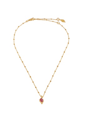 天然粉红碧玺纯银镀金项链巴厘岛手工水晶疗愈首饰