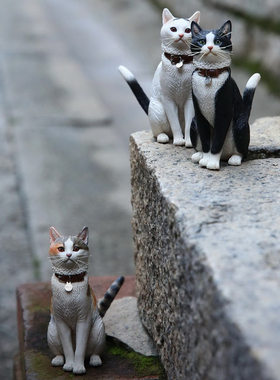 JXK 仿真家猫橘猫狸花猫三花猫模型 迷你猫咪摆件黑足猫手办