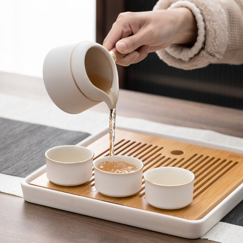 一品仟堂泡茶功夫茶具套装家用客厅陶瓷喝茶茶杯轻奢茶壶白色茶盘 - 图2