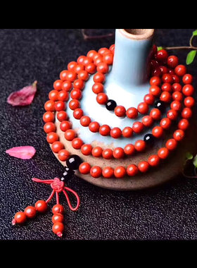 南非红碧玉天然手链红黑玛瑙佛头