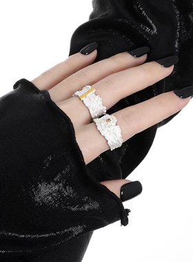 AYUNMEE女925银暗黑系潮酷戒子