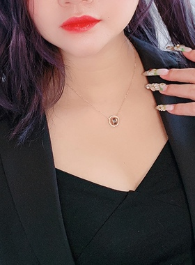 送同款耳钉钛钢锁骨链