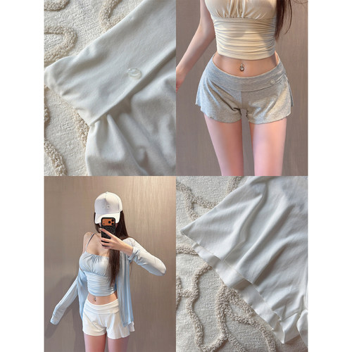 liviahome【纯欲芭蕾】夏季低腰阔腿短裤女百搭休闲舒适超短热裤 - 图3