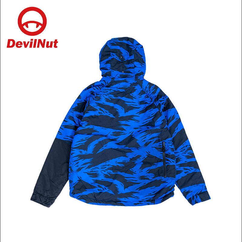 DEVIL NUT迷彩风连帽夹克男潮流外套时尚印花拉链上衣情侣款棉服 - 图1