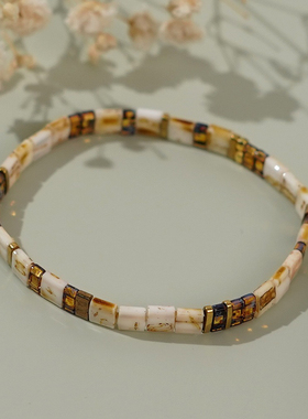 MLGM小众复古风tila手工串珠手链 个性简约小手串 叠戴百搭手绳女