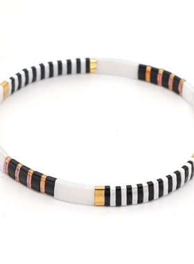 波西米亚风小众设计黑白冷淡风tila御幸珠手工串珠个性百搭小手链