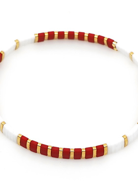 小众波西米亚风tial御幸珠手工串珠红色系小手链轻奢高级感手串女